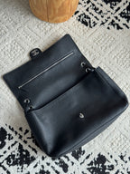 Chanel 26S CF Maxi Large Flap Bag in Black Grained Leather with Silver-Tone Hardware - Detail View 5