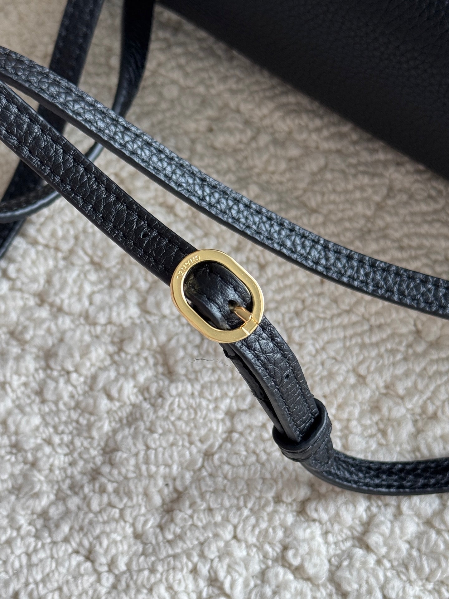 Chanel 26S CF Maxi Small Flap Bag in Black Grained Leather with Gold-Tone Hardware - Detail View 6