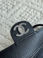 Chanel 26S CF Maxi Small Flap Bag in Black Grained Leather with Silver-Tone Hardware - Detail View 6