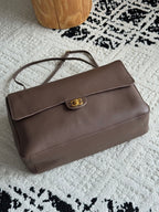 Chanel 26S CF Maxi Large Flap Bag in Taupe Grained Leather with Gold-Tone Hardware - Detail View 3
