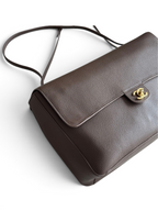 Chanel 26S CF Maxi Large Flap Bag in Taupe Grained Leather with Gold-Tone Hardware - Detail View 2