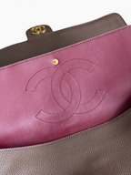 Chanel 26S CF Maxi Large Flap Bag in Taupe Grained Leather with Gold-Tone Hardware - Detail View 7