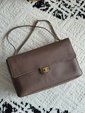 Chanel 26S CF Maxi Large Flap Bag in Taupe Grained Leather with Gold-Tone Hardware - Front View