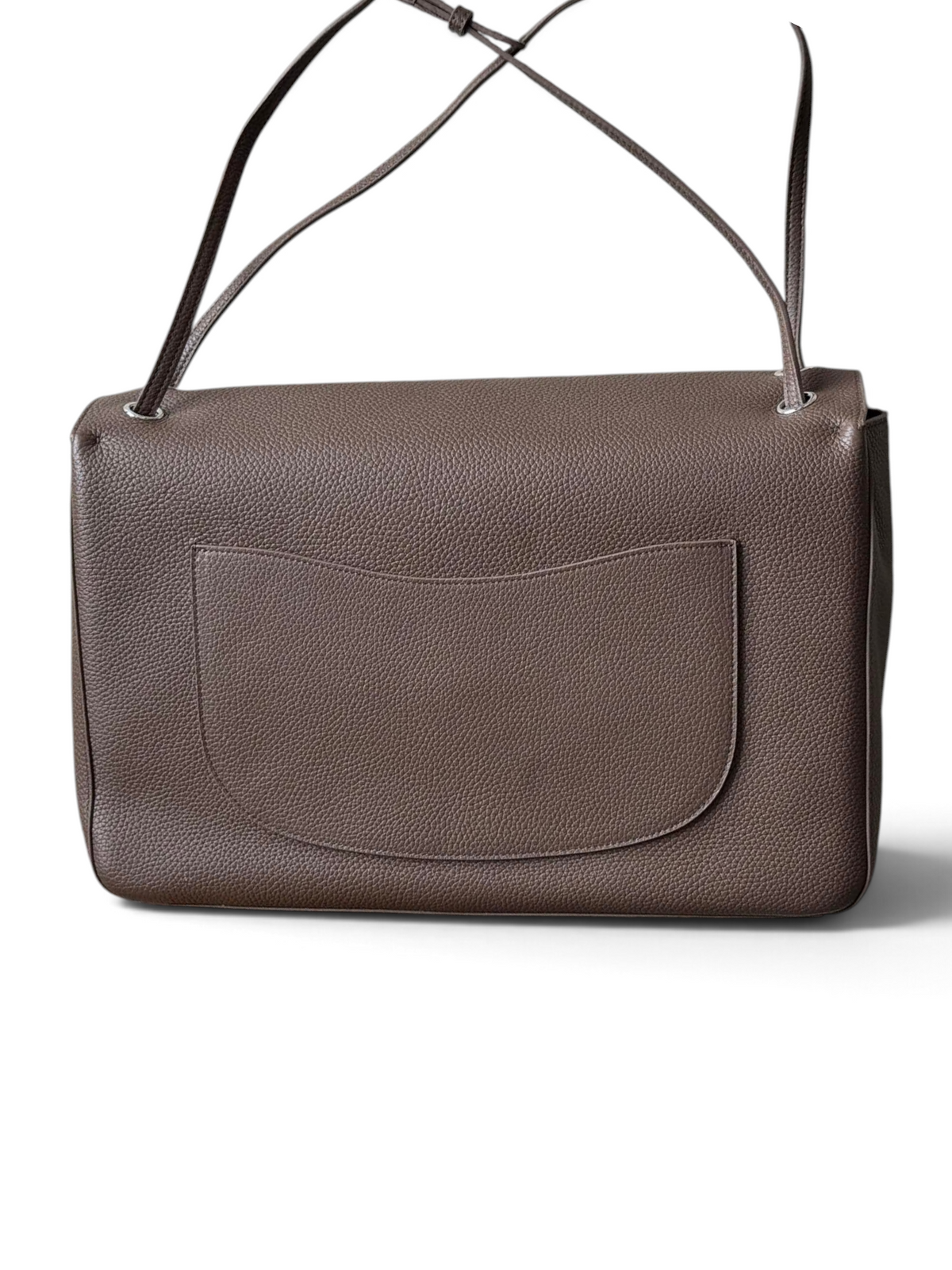 Chanel 26S CF Maxi Large Flap Bag in Taupe Grained Leather with Silver-Tone Hardware - Detail View 4
