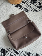 Chanel 26S CF Maxi Large Flap Bag in Taupe Grained Leather with Silver-Tone Hardware - Detail View 5