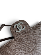 Chanel 26S CF Maxi Large Flap Bag in Taupe Grained Leather with Silver-Tone Hardware - Detail View 6