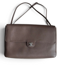 Chanel 26S CF Maxi Large Flap Bag in Taupe Grained Leather with Silver-Tone Hardware - Front View