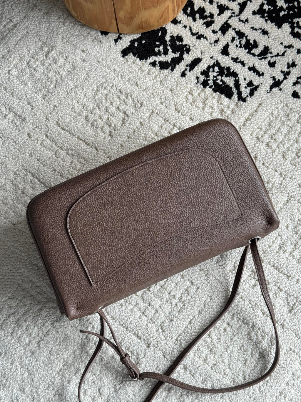 Chanel 26S CF Maxi Small Flap Bag in Taupe Grained Leather with Silver-Tone Hardware - Detail View 4