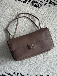 26S CF Maxi Small Flap Bag in Taupe Grained Leather with Silver-Tone Hardware