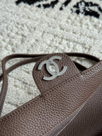 Chanel 26S CF Maxi Small Flap Bag in Taupe Grained Leather with Silver-Tone Hardware - Detail View 6