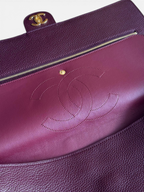 Chanel 26S CF Maxi Large Flap Bag in Burgundy Grained Leather with Gold-Tone Hardware - Detail View 8