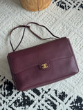 Chanel 26S CF Maxi Large Flap Bag in Burgundy Grained Leather with Gold-Tone Hardware - Front View