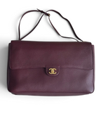 Chanel 26S CF Maxi Large Flap Bag in Burgundy Grained Leather with Gold-Tone Hardware - Front View