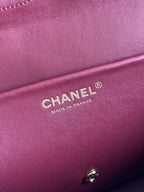Chanel 26S CF Maxi Large Flap Bag in Burgundy Grained Leather with Gold-Tone Hardware - Detail View 9
