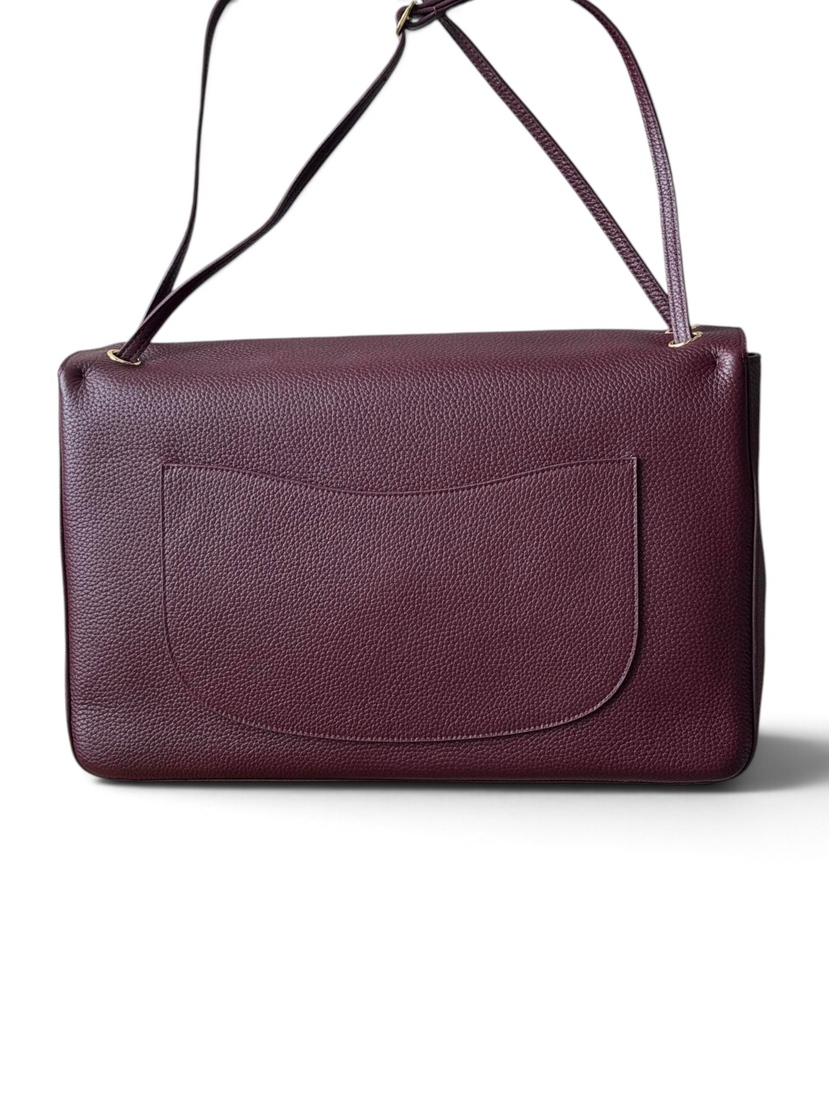 Chanel 26S CF Maxi Large Flap Bag in Burgundy Grained Leather with Gold-Tone Hardware - Detail View 4