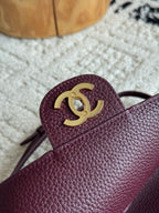 Chanel 26S CF Maxi Large Flap Bag in Burgundy Grained Leather with Gold-Tone Hardware - Detail View 6