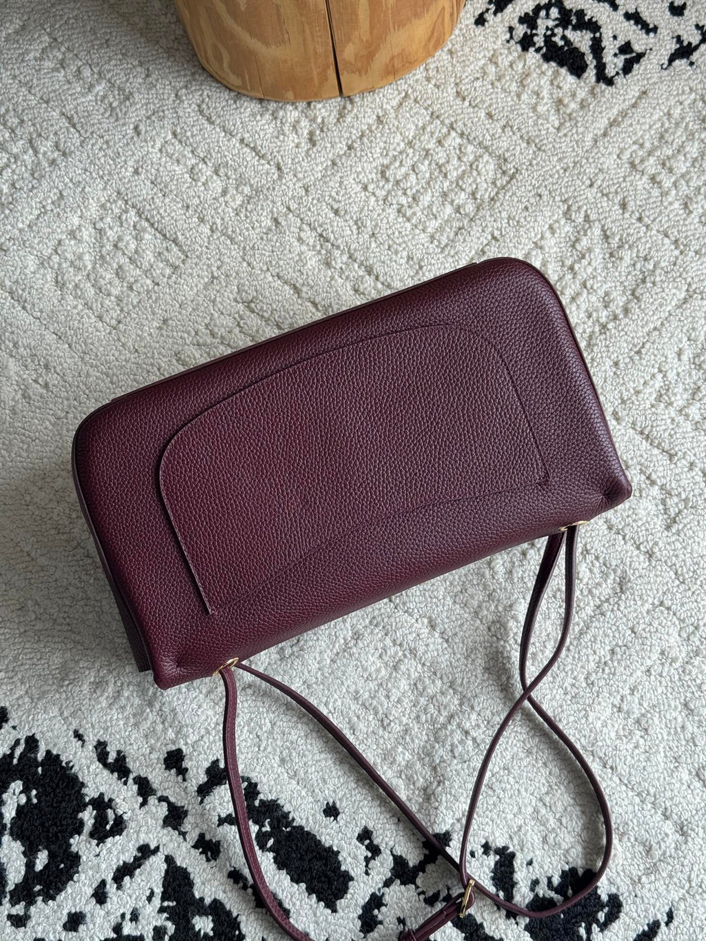 Chanel 26S CF Maxi Small Flap Bag in Burgundy Grained Leather with Gold-Tone Hardware - Detail View 4