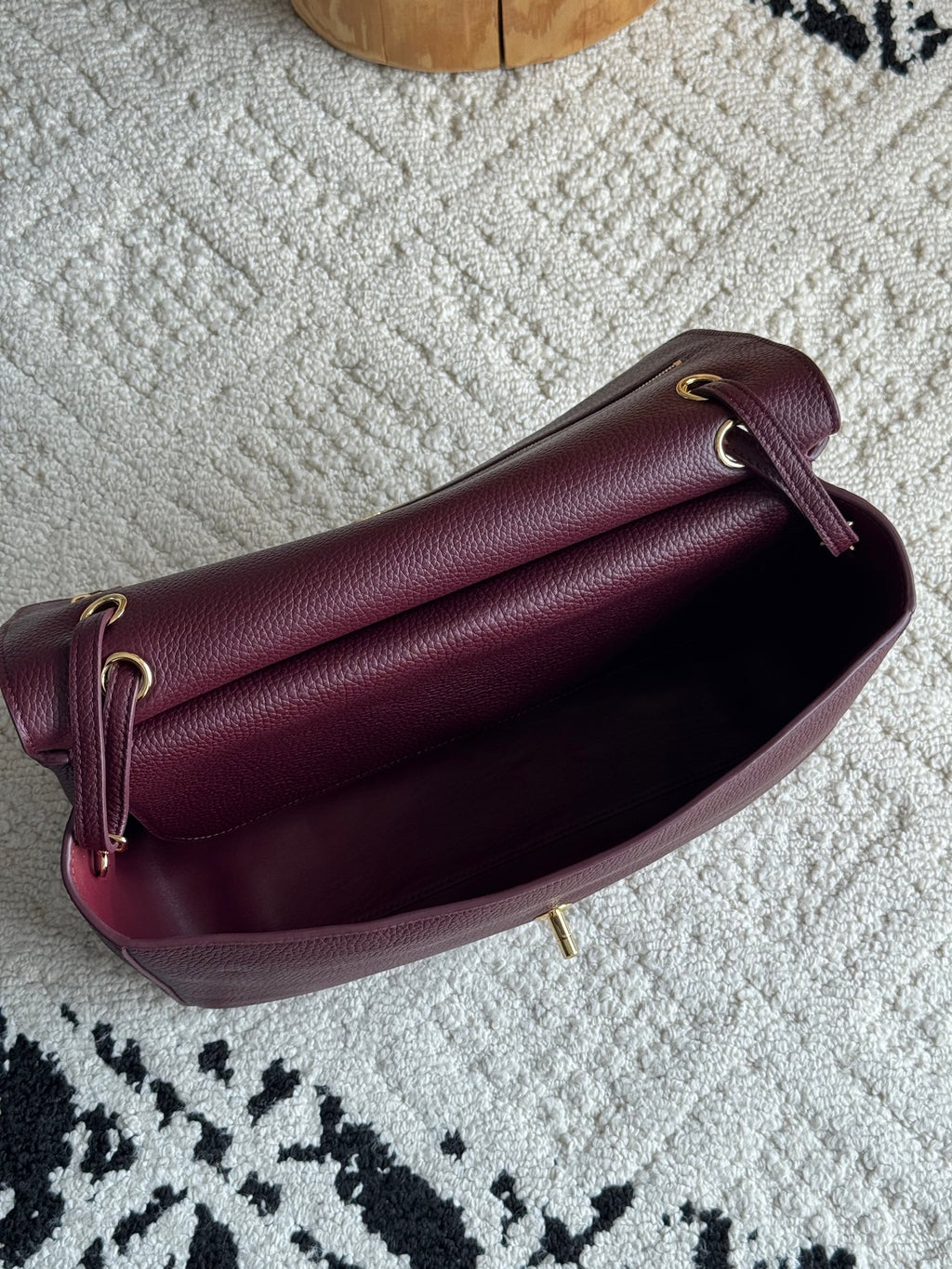 Chanel 26S CF Maxi Small Flap Bag in Burgundy Grained Leather with Gold-Tone Hardware - Detail View 7