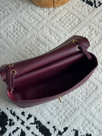 Chanel 26S CF Maxi Small Flap Bag in Burgundy Grained Leather with Gold-Tone Hardware - Detail View 7