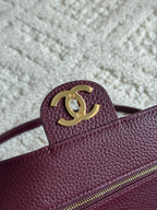 Chanel 26S CF Maxi Small Flap Bag in Burgundy Grained Leather with Gold-Tone Hardware - Detail View 6