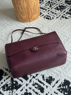 Chanel 26S CF Maxi Large Flap Bag in Burgundy Grained Leather with Silver-Tone Hardware - Detail View 3