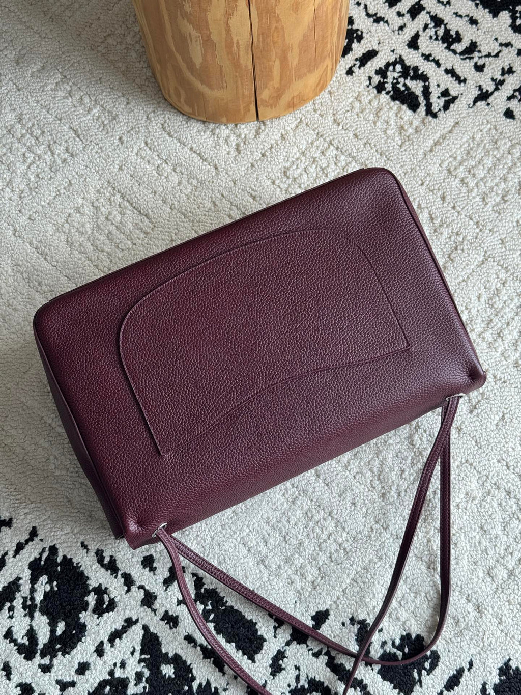 Chanel 26S CF Maxi Large Flap Bag in Burgundy Grained Leather with Silver-Tone Hardware - Detail View 4