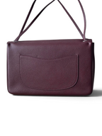 Chanel 26S CF Maxi Large Flap Bag in Burgundy Grained Leather with Silver-Tone Hardware - Detail View 4