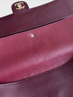 Chanel 26S CF Maxi Large Flap Bag in Burgundy Grained Leather with Silver-Tone Hardware - Detail View 8