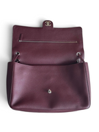 Chanel 26S CF Maxi Large Flap Bag in Burgundy Grained Leather with Silver-Tone Hardware - Detail View 5