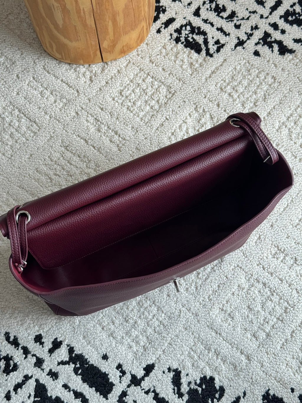 Chanel 26S CF Maxi Large Flap Bag in Burgundy Grained Leather with Silver-Tone Hardware - Detail View 7