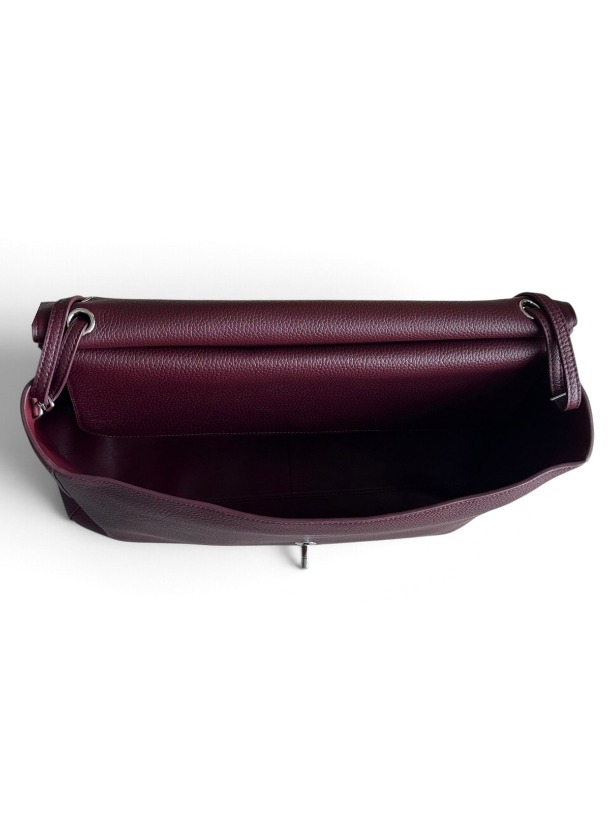 Chanel 26S CF Maxi Large Flap Bag in Burgundy Grained Leather with Silver-Tone Hardware - Detail View 7
