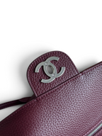 Chanel 26S CF Maxi Large Flap Bag in Burgundy Grained Leather with Silver-Tone Hardware - Detail View 6
