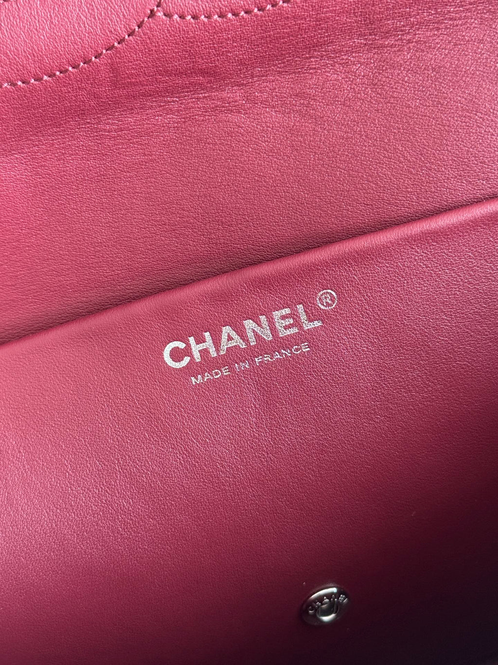 Chanel 26S CF Maxi Large Flap Bag in Burgundy Grained Leather with Silver-Tone Hardware - Detail View 9