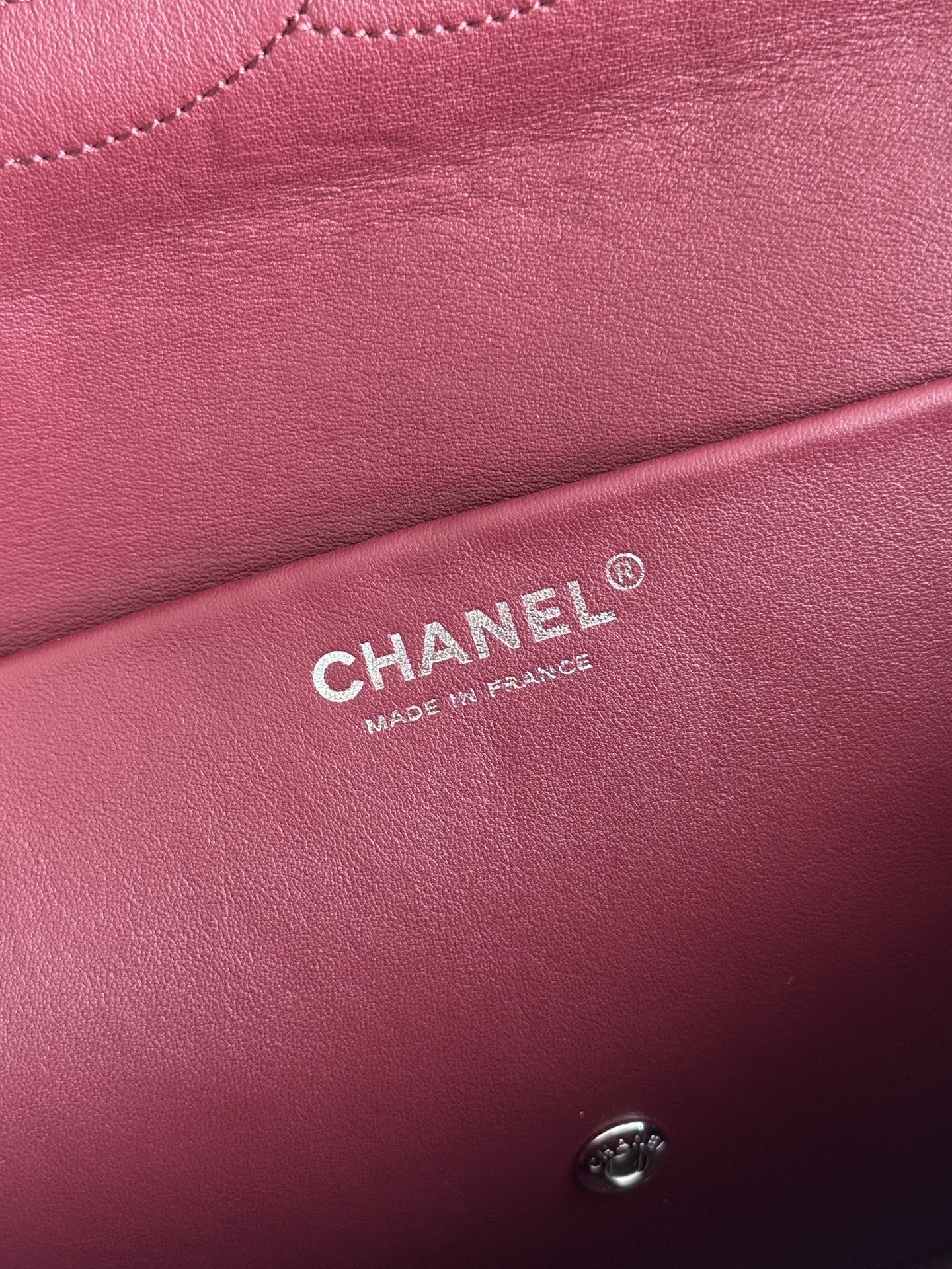 Chanel 26S CF Maxi Large Flap Bag in Burgundy Grained Leather with Silver-Tone Hardware - Detail View 9