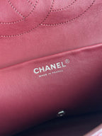 Chanel 26S CF Maxi Small Flap Bag in Burgundy Grained Leather with Silver-Tone Hardware - Detail View 9