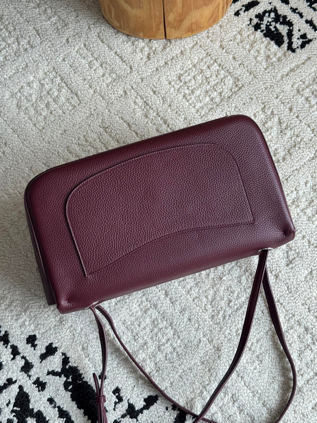 Chanel 26S CF Maxi Small Flap Bag in Burgundy Grained Leather with Silver-Tone Hardware - Detail View 4