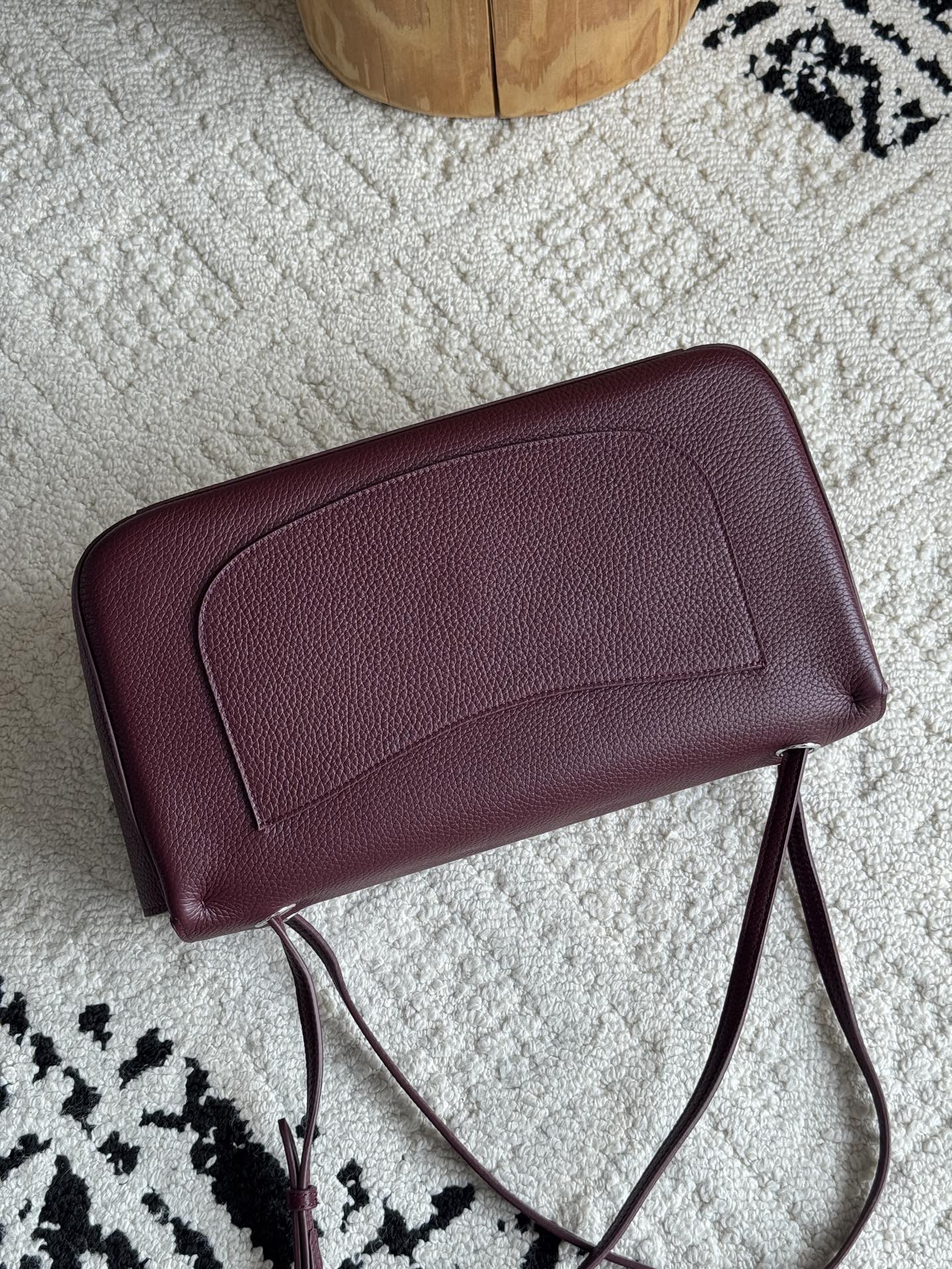 Chanel 26S CF Maxi Small Flap Bag in Burgundy Grained Leather with Silver-Tone Hardware - Detail View 4