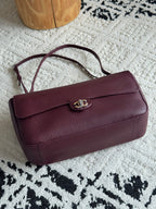 Chanel 26S CF Maxi Small Flap Bag in Burgundy Grained Leather with Silver-Tone Hardware - Detail View 3