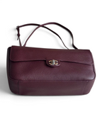 Chanel 26S CF Maxi Small Flap Bag in Burgundy Grained Leather with Silver-Tone Hardware - Detail View 3
