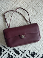 Chanel 26S CF Maxi Small Flap Bag in Burgundy Grained Leather with Silver-Tone Hardware - Front View
