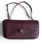 Chanel 26S CF Maxi Small Flap Bag in Burgundy Grained Leather with Silver-Tone Hardware - Front View