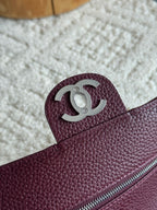 Chanel 26S CF Maxi Small Flap Bag in Burgundy Grained Leather with Silver-Tone Hardware - Detail View 5