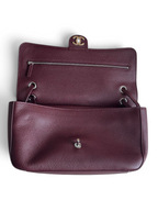 Chanel 26S CF Maxi Small Flap Bag in Burgundy Grained Leather with Silver-Tone Hardware - Detail View 6