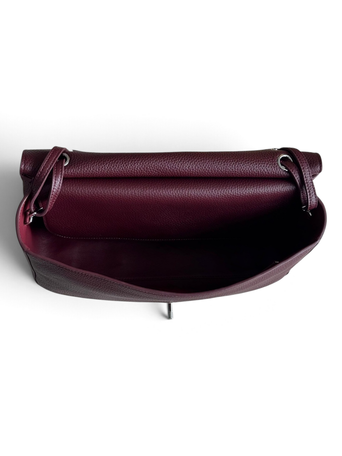 Chanel 26S CF Maxi Small Flap Bag in Burgundy Grained Leather with Silver-Tone Hardware - Detail View 7