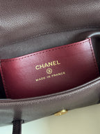 Chanel 26P Preppy Coco Mini Bag in Dark Brown Caviar Leather - Detail View 9