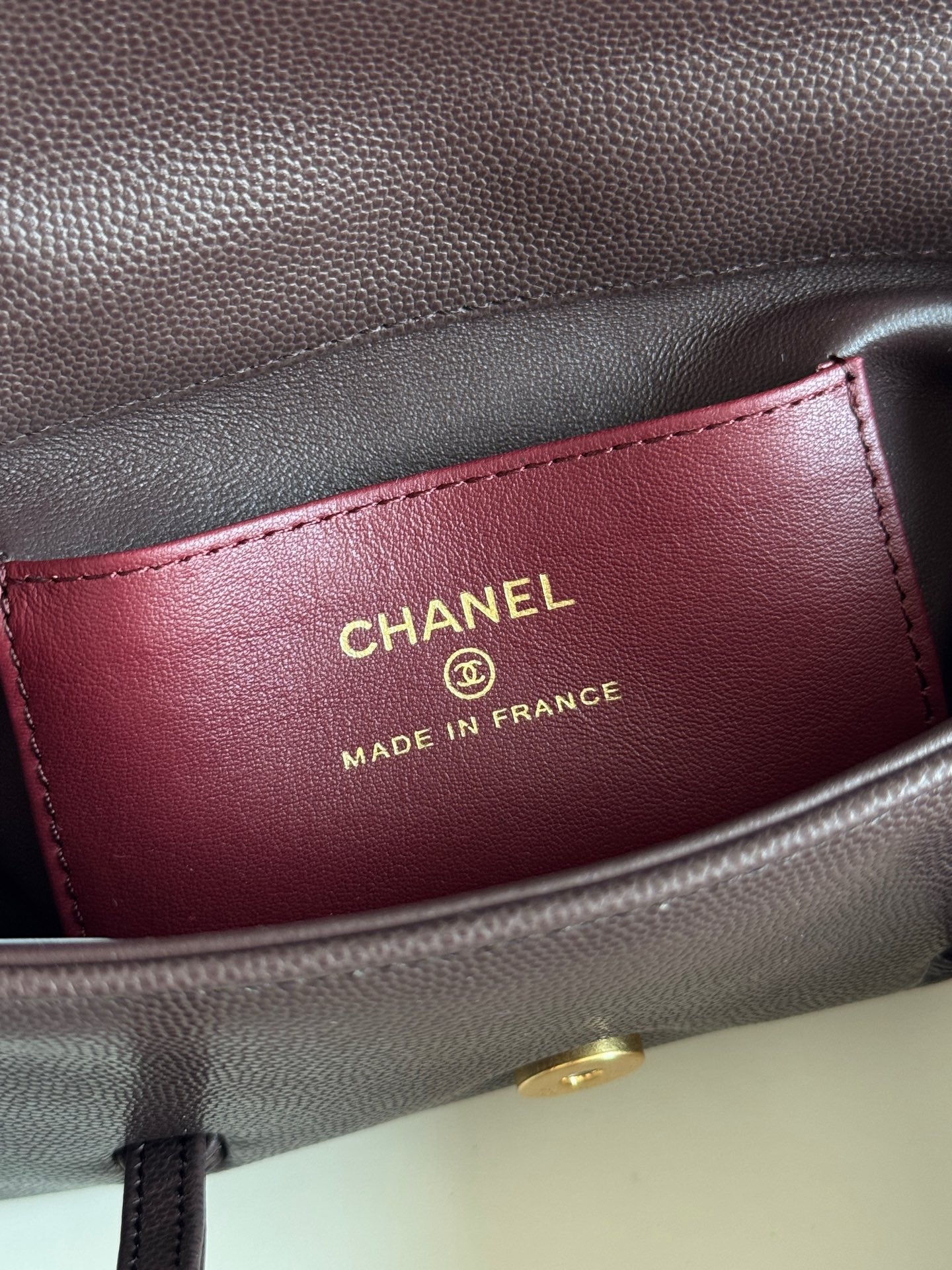Chanel 26P Preppy Coco Mini Bag in Dark Brown Caviar Leather - Detail View 9