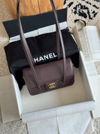 Chanel 26P Preppy Coco Mini Bag in Dark Brown Caviar Leather - Detail View 2
