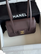 Chanel 26P Preppy Coco Mini Bag in Dark Brown Caviar Leather - Detail View 2