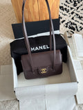 Chanel 26P Preppy Coco Mini Bag in Dark Brown Caviar Leather - Front View