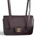 Chanel 26P Preppy Coco Mini Bag in Dark Brown Caviar Leather - Front View